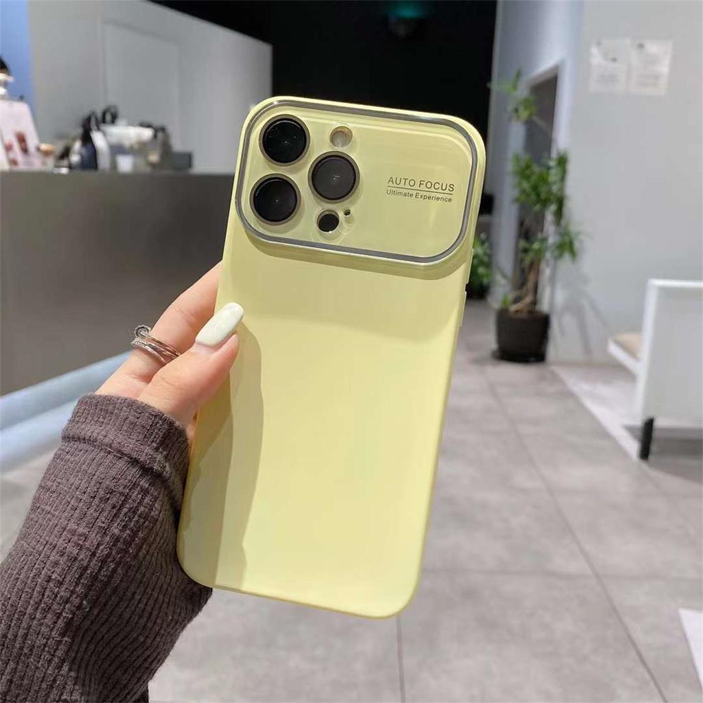 Modische einfarbige Linsenschutz-Telefonhülle für iPhone 15 14 13 12 Pro Max, flüssige Silikonhülle