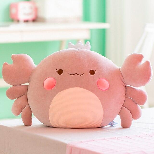 1pc 58cm Down Cotton Stuffed Crab With Crown Plush Toys Underwater Animal Cute Plushie Chair Sofa Cushion Decor Toy Throw Pillow