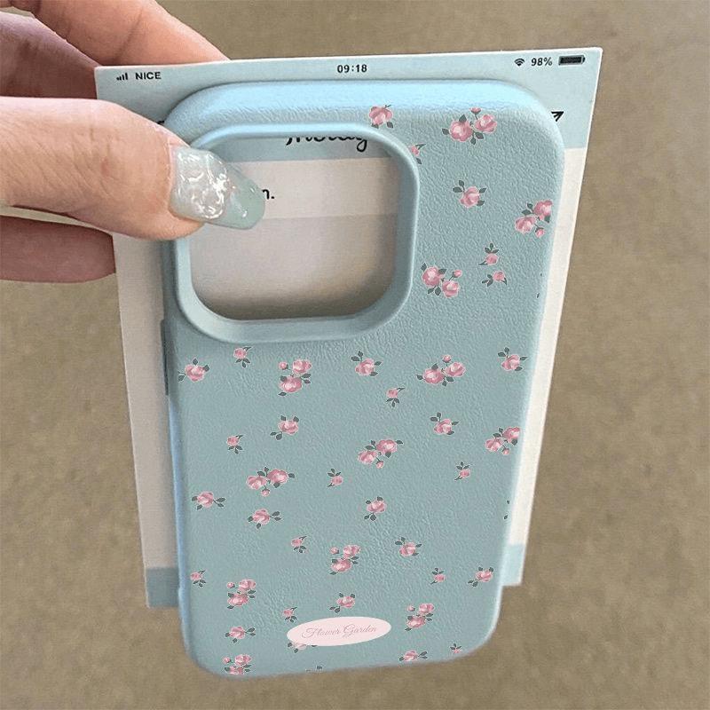 Apple 16 Pro Max/iPhone 15/14 Plus Floral Leather Texture Soft Protective Case