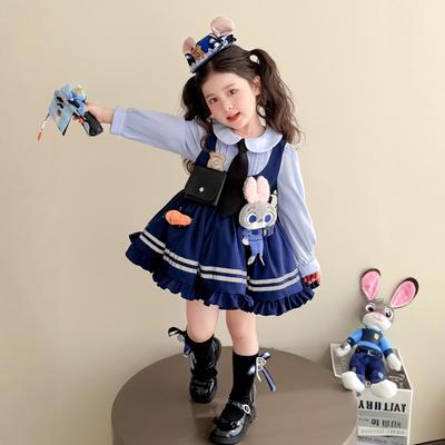 Judy Hopps policininkės ilgomis rankovėmis Lolitos princesės suknelė mergaitėms - Pavasario/Rudens gimtadienio apranga