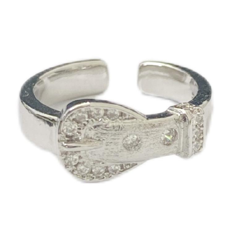 

Trendy Brushed Metal Buckle Ring Adjustable Finger Jewelry Alloy Crafted For Couples Friends 1