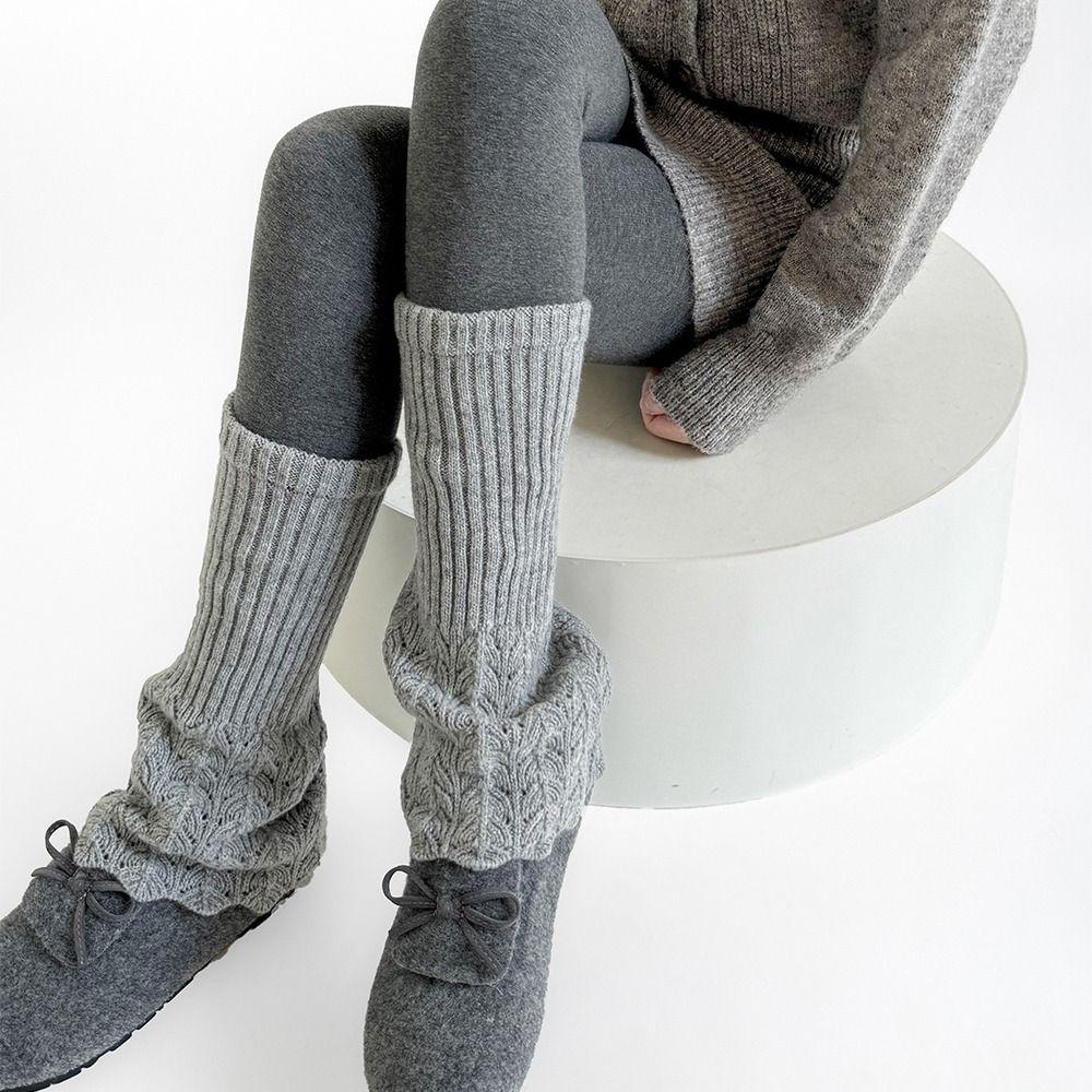 Solid Color Women Knitted Leg Warmers Retro Thickened Women's Foot Cover Soft Breathable Girl's Boots Heap Socks JK Uniform