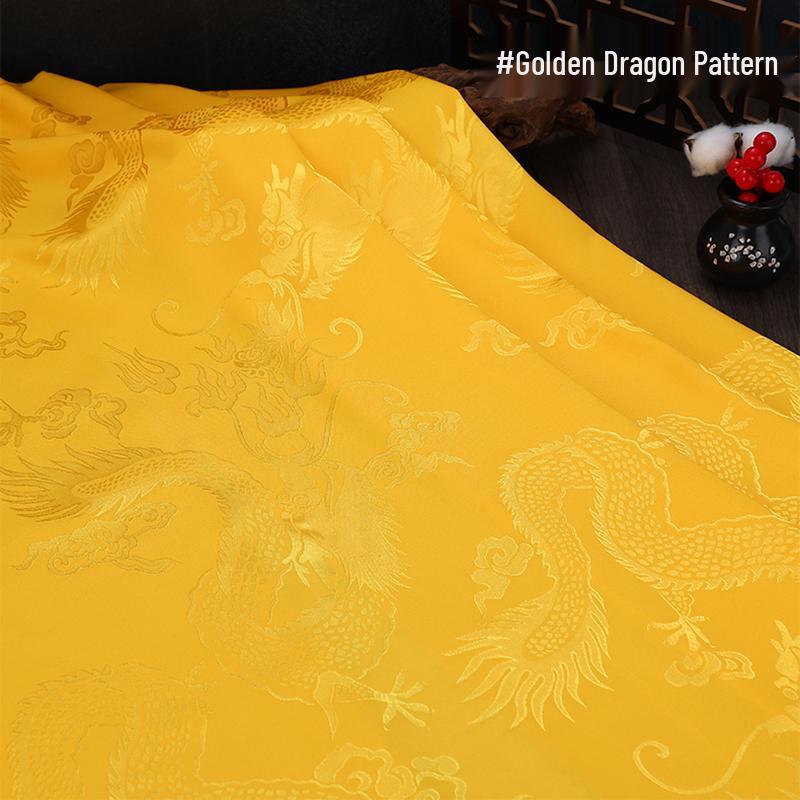Phoenix Dragon Jacquard Silk Satin Fabric for Hanfu and Tang Suit Costumes