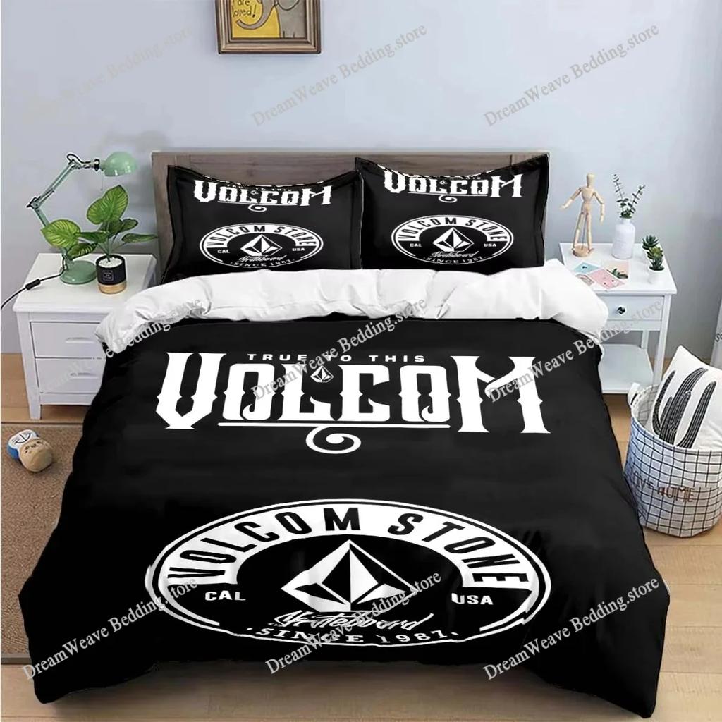 Nové povlečení V-VOLCOM 3D potisk Nádherná sada lůžkovin Povlak na přikrývku Sada přikrývek Povlečení Luxusní dárek Domácí textil