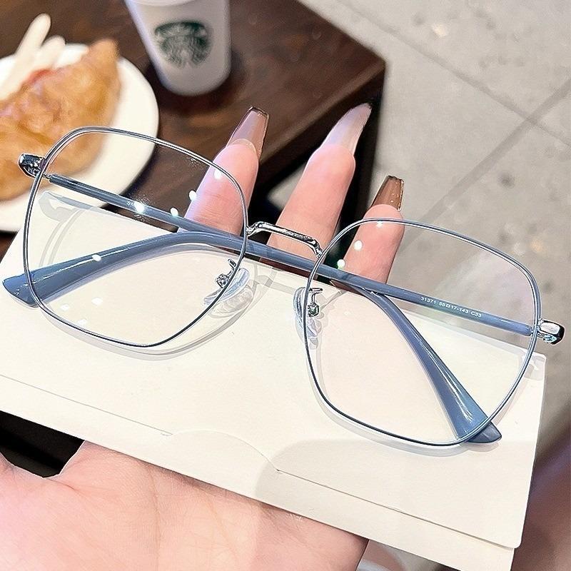 Korean Retro Metal Frame Square Row Men's and Women's Anti-blue Light/anti-radiation Glasses