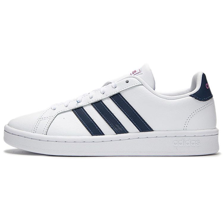 Adidas Neo Grand Court Slip Resistant Durable Lightweight Low Top Skate Shoes Women Sneakers Navy-Blue White FZ4262