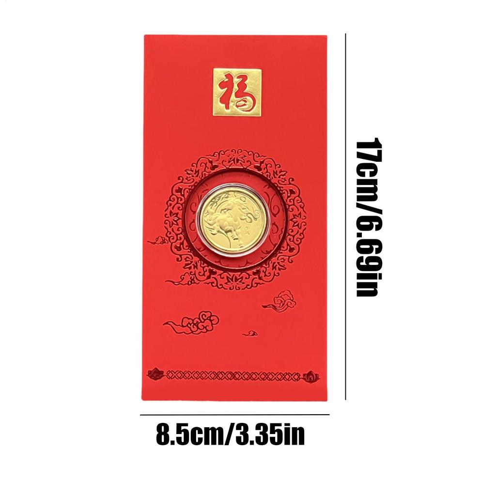 Rote Chinesische Umschläge 2026 Pferd Andenken-Päckchen Sammlermünze für Neujahr Jungen Mädchen Erwachsene Ältere Familie Freunde Winter