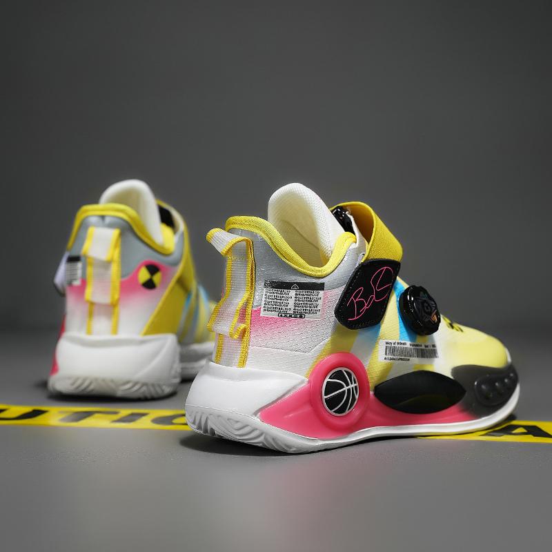 Boys shoes  autumn new children's sports shoes rotary button leather waterproof primary school basketball shoes cool