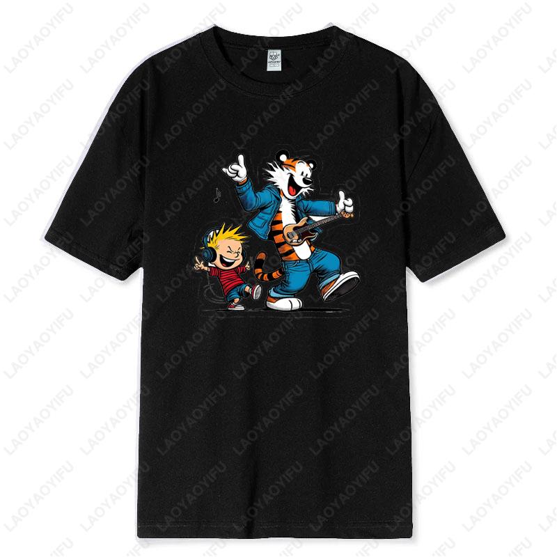 Vintage Inspired Calvin and Hobbes Graphic Tees Comfortable Cotton Unisex TShirt Classic Comic Print Men Women Loungewear Tops