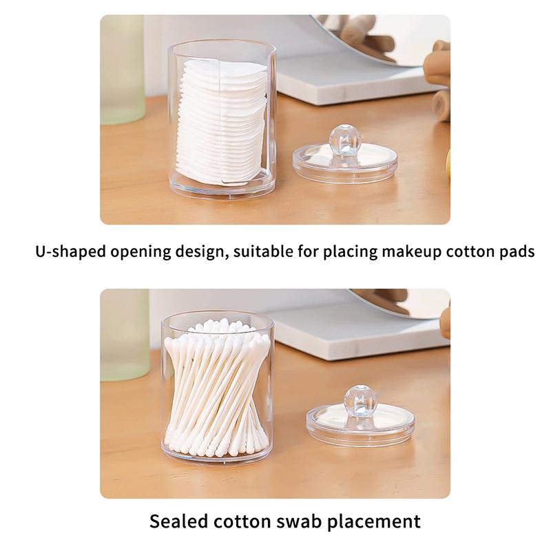 Round Acrylic Cotton Swab Box With Lid Dustproof Makeup Cotton Storage Toothpick Organizer Box