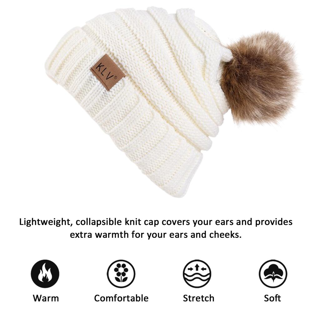 Buy Winter Beanie Hat Women Knitted Pom 