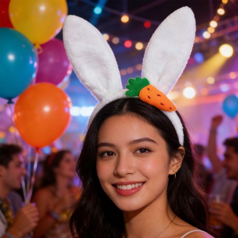Easter Hare Ear Carrot Hairband Plush Soft Hare Ear Headband For Kids Adult Easter Cosplay Festival Celebration