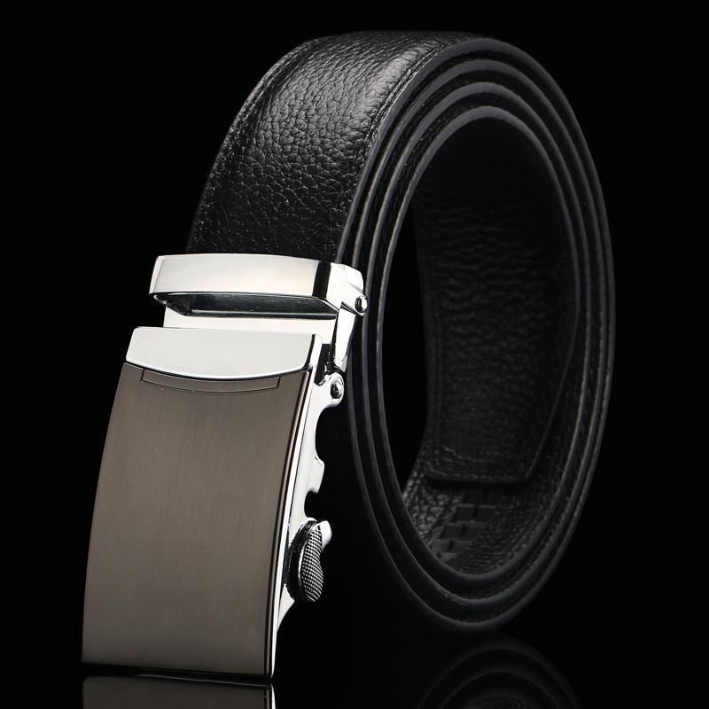 Open Edge Cowhide Belt Men's Real Cowhide Business and Casual Automatic Buckle Belt