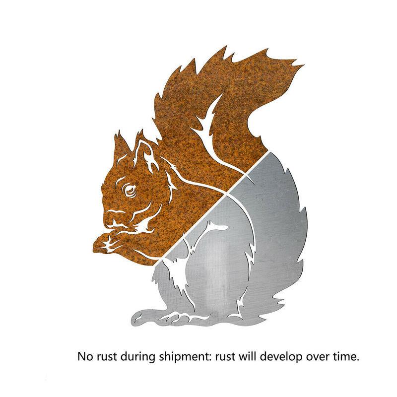 Metal Squirrel Steel Silhouette Metal Squirrel Silhouette Outdoor Decorations Stake Ornament Yard Art Garden Sculpture