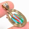 Natural Rainbow Calsilica Two Tone 925 Solid Sterling Silver Pendant 1.75" r5q74