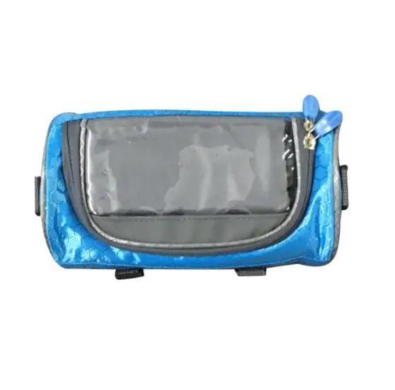 

1 Pcs Bicycle Head Frame Holder Zipper Pack Storage Bags Waterproof Shoulder Straps Tube Pockets Window Front Cycling Blue