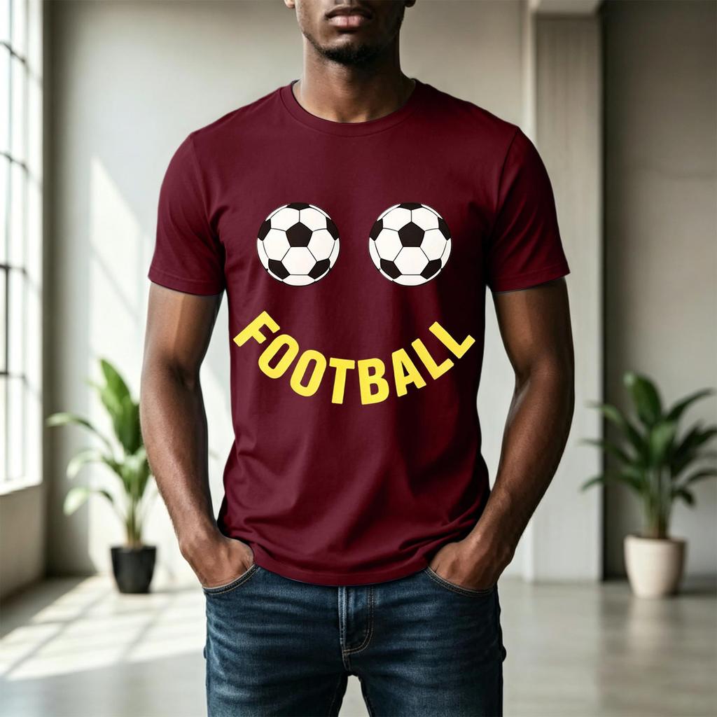 Men's Short Sleeve Crew Neck T-Shirt with Football Print Graphic Casual Fit Comfortable Soft Fabric Lightweight Design