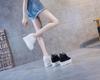 2025 Spring/Autumn Breathable Women's 11cm Height-Increasing Hollow Leather Thick-Soled Casual Black Shoes