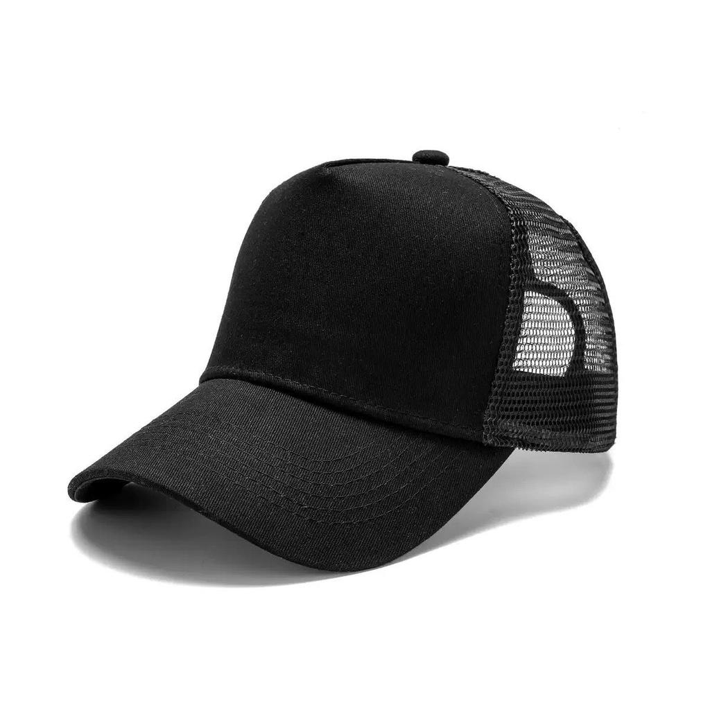 Embroidered Cotton Mesh Baseball Cap, Custom Logo, Solid Color 5-Panel Duckbill Hat for Spring/Summer