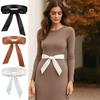 Versatile PU Leather Belts No Buckle Bowknot Belts Casual Dress Tie Belts  For Dress Coat