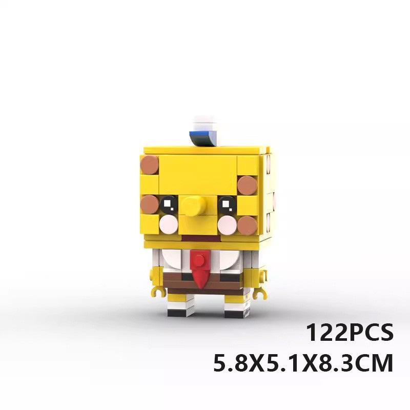 Domestic Building Block Compatible With Spongebob Squarepants Series Square Head Boy Children'S Educational Diy Assembly Set Gift