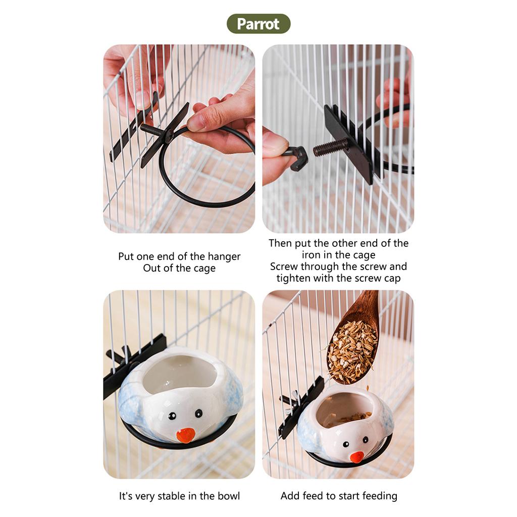 Bird Bowl for Cage Suitable for Parrots and Budgies Use Cage Mount Bird Feeders for Parakeets Cockatiels Canaries