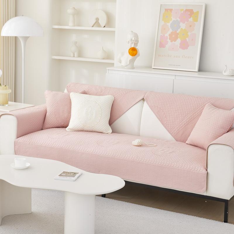 Pure Cotton Sofa Cushion, Universal In All Seasons, Retro French Sofa Cover, Non-Slip Full Cover, Sofa Towel, Cream Wind Seat Cushion.