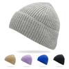 Thickstripe Knitted Solidcolor Hat Black Unisex Warm Overthehead Winter