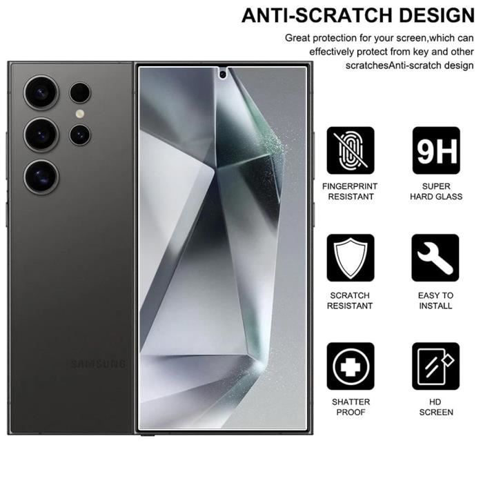 Verre Trempé pour Samsung Galaxy S24 Ultra - 3 Pièces - Vitre de Protection Transparent Résistant 9H