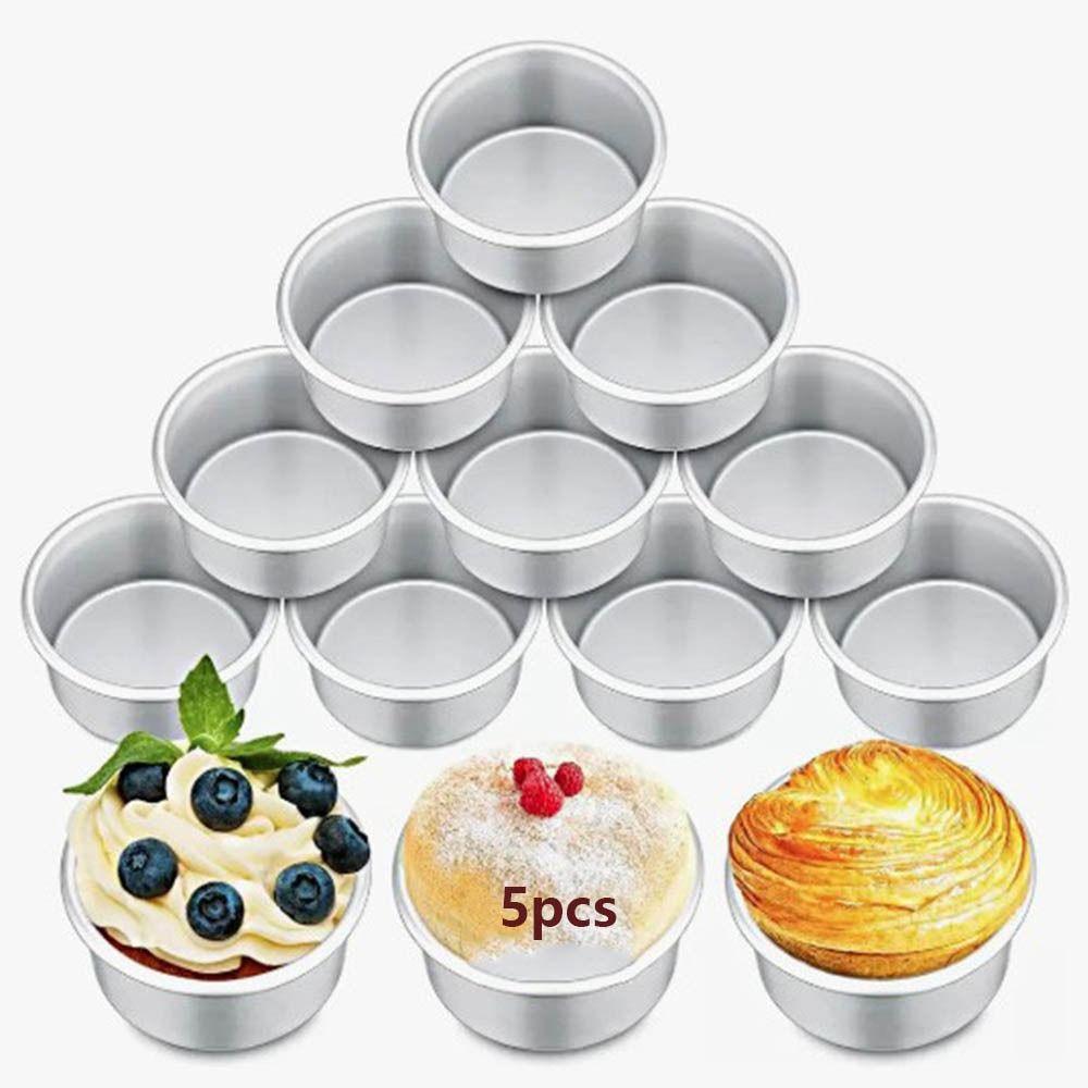 5Pcs Aluminum Zinc Zinc Alloy Nonstick Cupcakes Cup Round Shape Cake Mold Pan Eggs Tart Moulds Home Kitchen