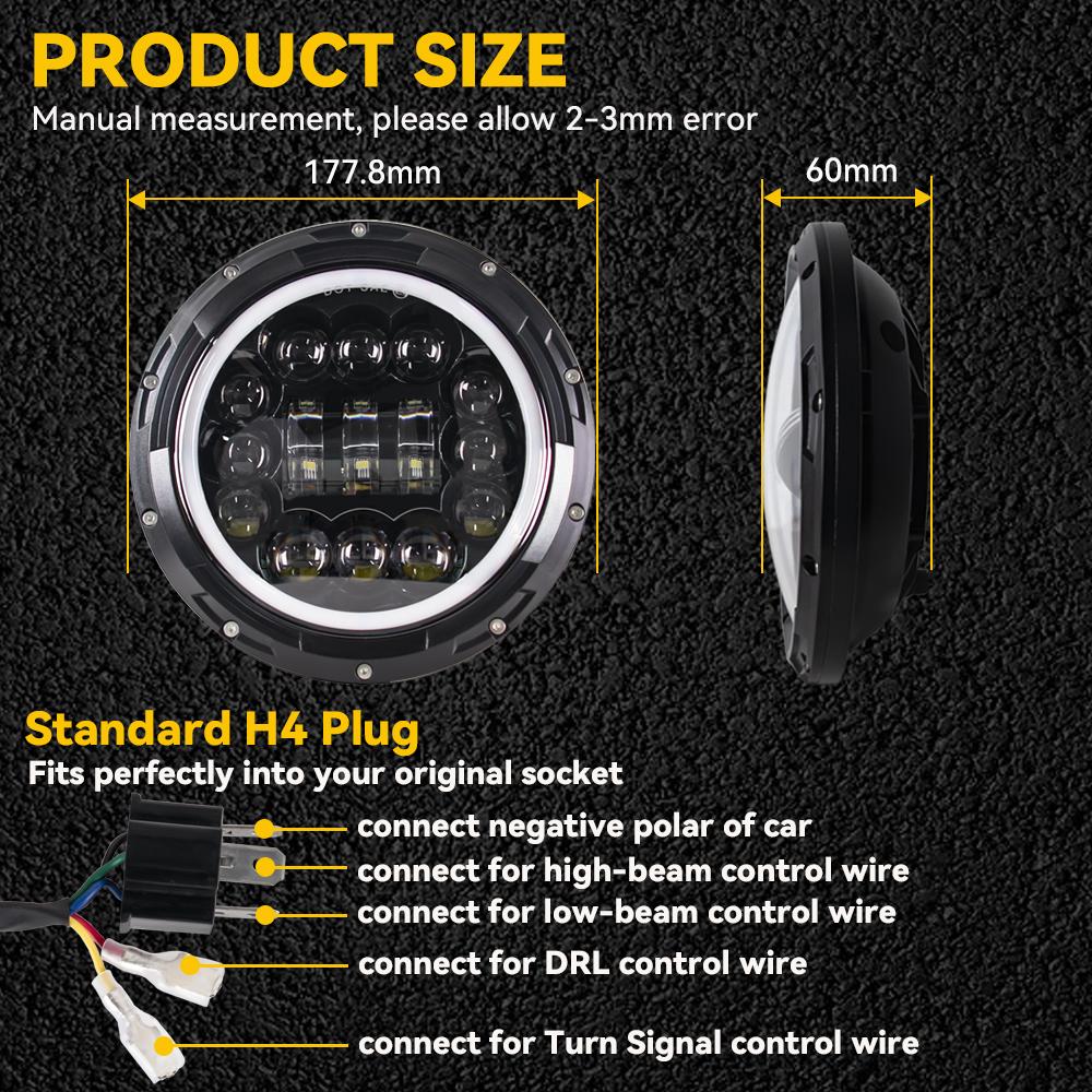 7 Inch Motorcycle Headlight LED Lights Halo DRL Lamp For Royal Enfield Himalayan 400 411 650 350 Cafe Racer 7" Moto Headlight.