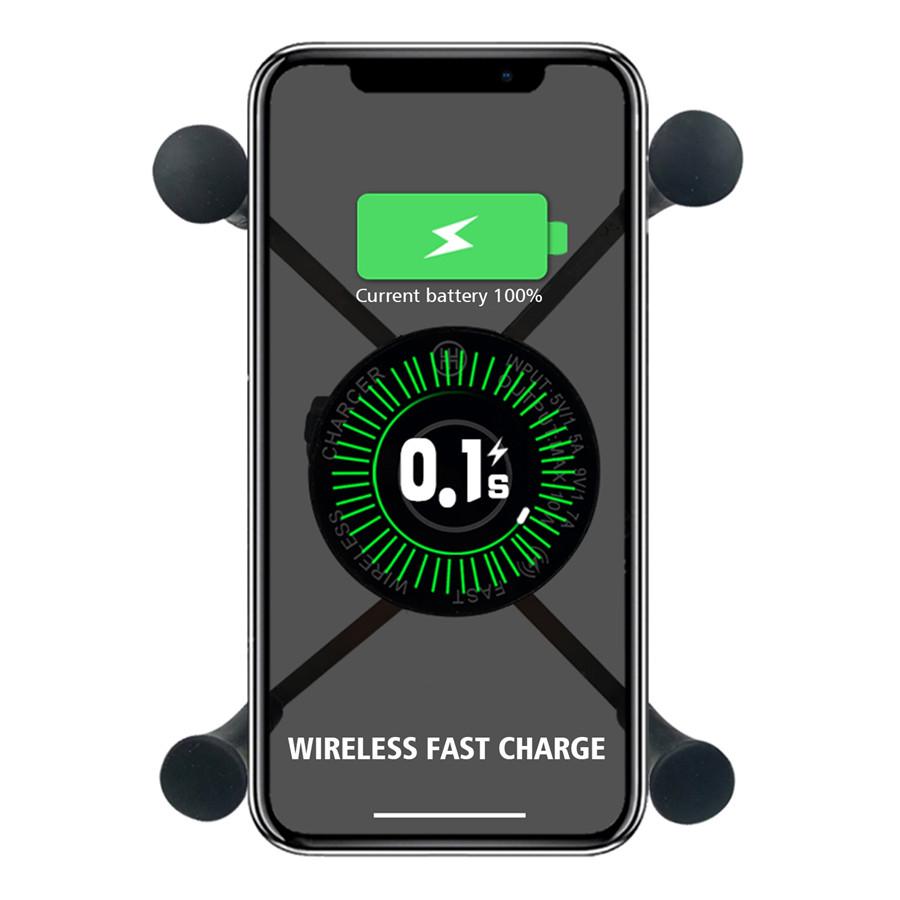 2in1 Motorcycle Phone Mount Holder With Wired Wireless Charger Fast Charging