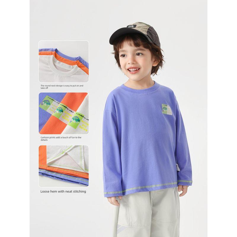 [Right Europe 2026 Spring New Collection Launch] Boys' Long-Sleeve 10A Antibacterial Sweat-Absorbing T-Shirt Baby Children's Clothing Base Layer Shirt