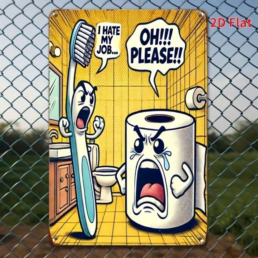 Vintage Metal Wall Art Funny Bathroom Sign