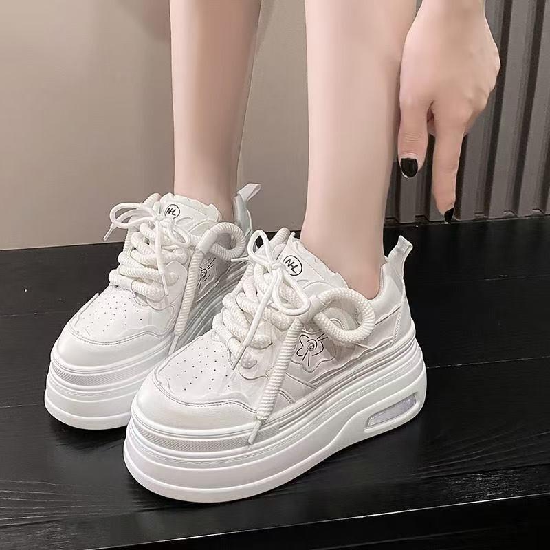 Playful Cute Little White Shoes Women's New Spring Versatile Inner Height Increase Casual Shoes Thick-soled Breathable Women's Shoes
