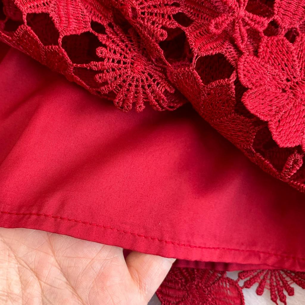 Summer Formal Evening Dress Women Hollow Out Crochet Lace Embroidery Party Long Dresses Female Short Sleeve Midi Dress