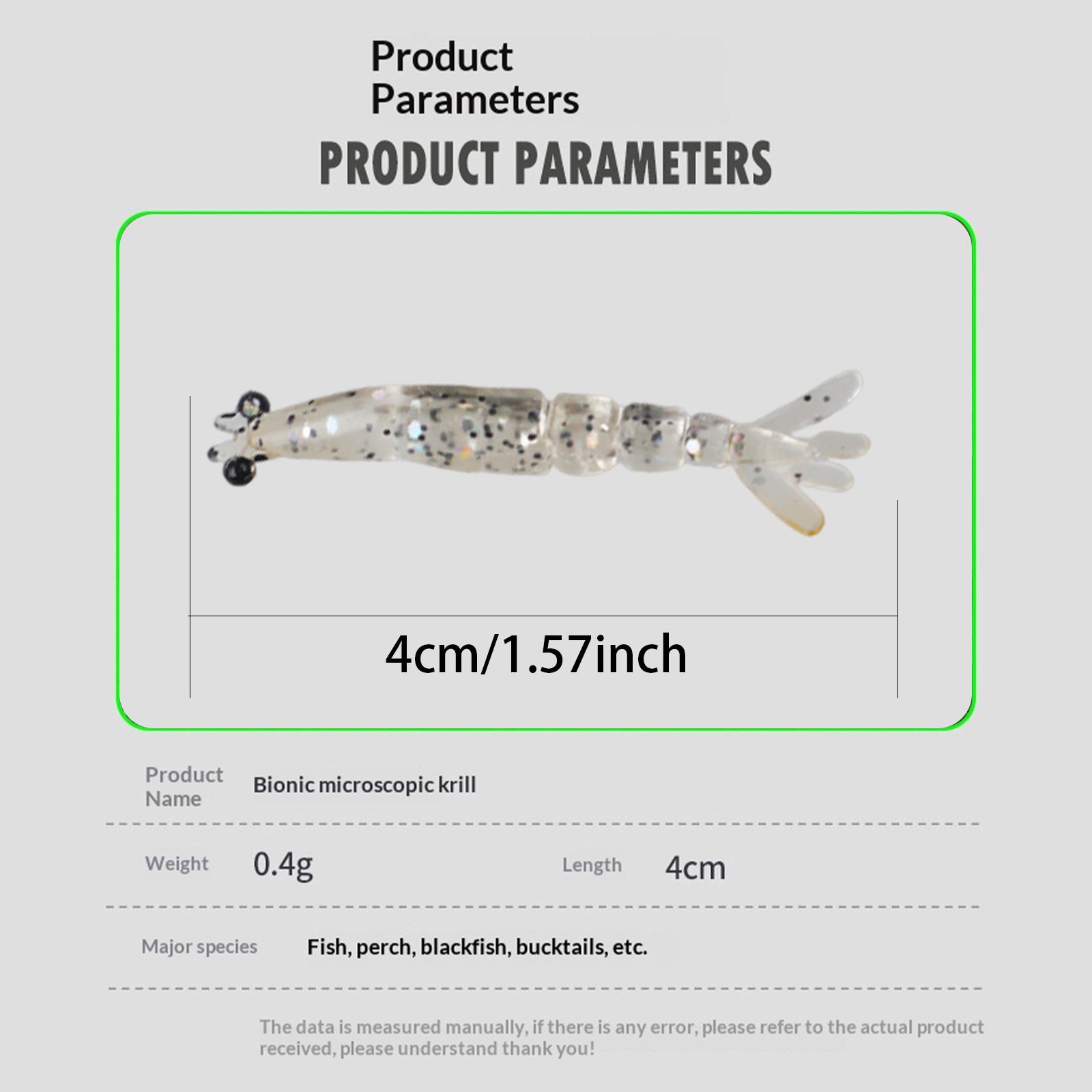 20pcs 4cm Length Luminous Shrimp Swimbaits Soft Silicone 0.4g Weight Glowing Fishing Lure Glowing Effect Luminous Design (Transparent,20PCS)