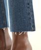 Jikeulib Warm Fleece-Lined Secret Elastic Waist Cut-Off Hem Bootcut Jeans