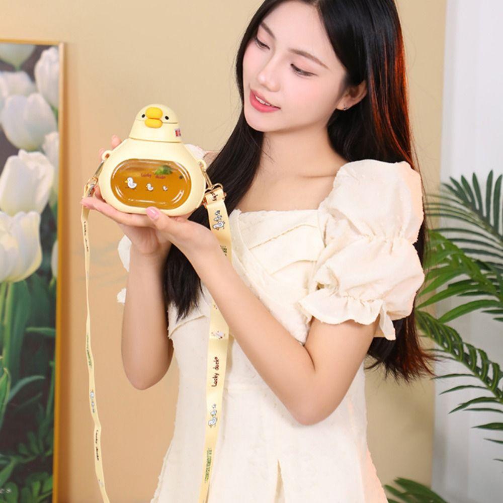 Duck Shape Cute Duck Bottle with Straw Large-Capacity Big Belly Cup Big Belly Water Bottle  Cycling