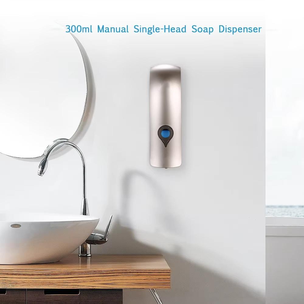 300ml Bathroom Soap Dispenser Manual Shampoo Dispenser Container Hand Sanitizer Bottle Shower Gel