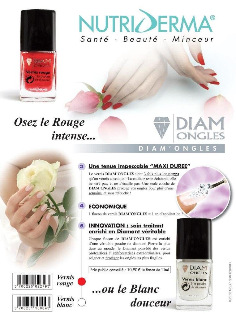 DiamOngles Lak na nehty s bílým diamantovým práškem