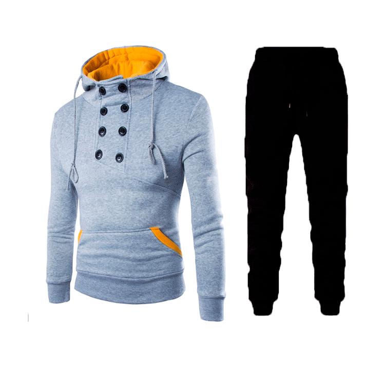 

Men s Brushed Slim Fit Hooded Sweatshirt & Pullover Set S світло-сірий колір