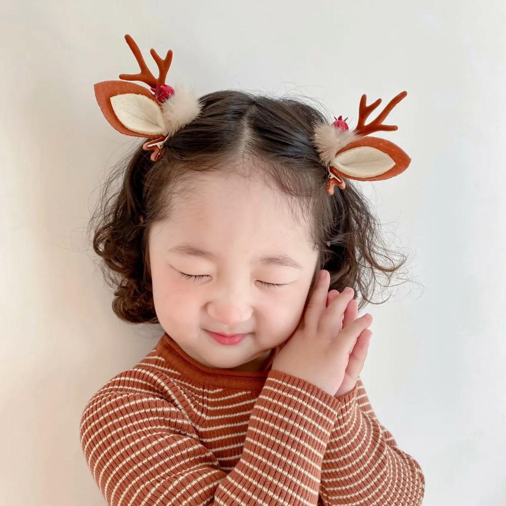 Cute Christmas Elk Ear Hair Clip Women Girl Santa Hairpin Xmas Party Barrettes for Kids Cosplay Headwear Child's Christmas Gift