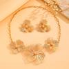 Exquisite 3D Hollow Flower Stud Earrings Necklace - Elegant European & American Design Jewelry for Women