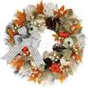 Harvest Wreath With Pumpkins Berries Vine Circle Halloween Thanksgiving Door Decor