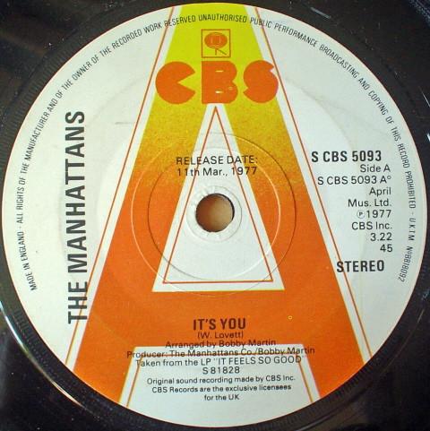 

7inch Record MANHATTANS - It s You SCBS5093PROMO CBS 1977 UK Soul/Funk Used