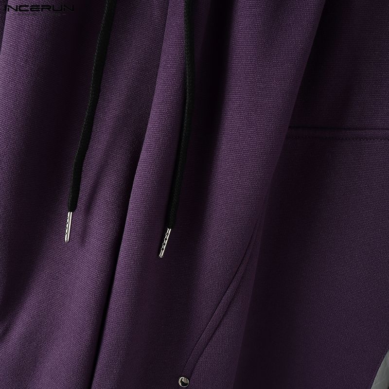 INCERUN Men Elastic Waist Casual Stitching Sports Sweatpants Long Pants with Pockets
