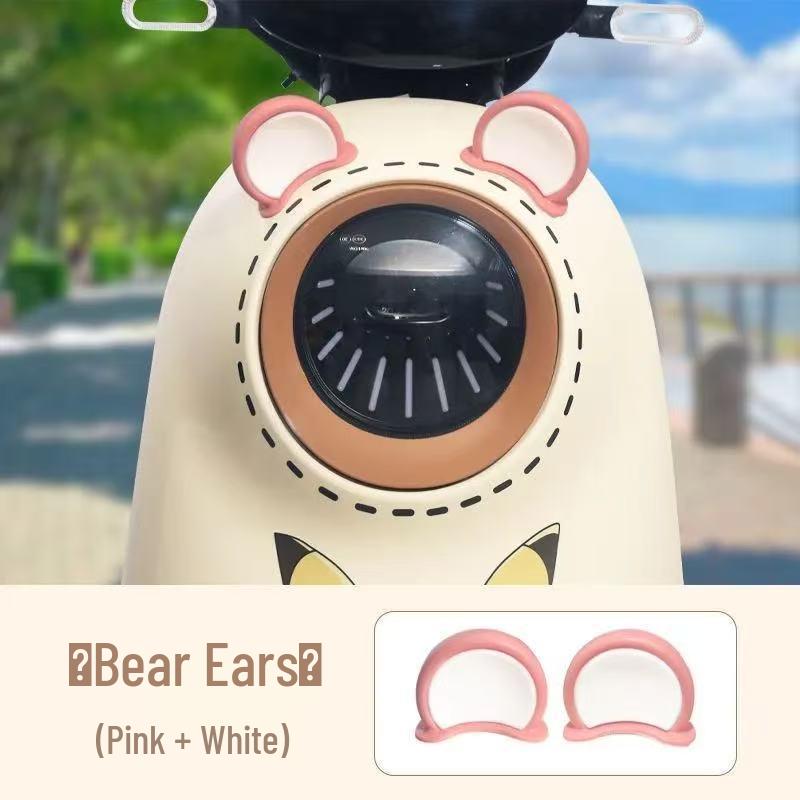 Yadea Bear Ear Electric Scooter Accessories: Cute Battery Car Stickers & Creative Helmet Decorations.