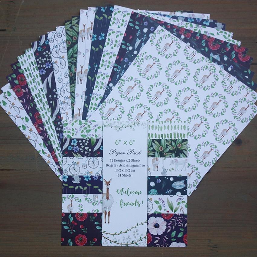 

6 x 6 24 Sheets /pack Cutting Dies Scrapbooking Pads Paper Origami Art Background Paper Card Making DIY Scrapbook Paper Craft