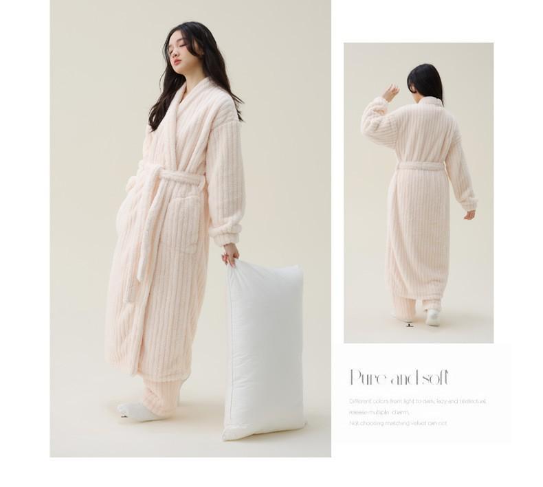 

Женский длинный фланелевый флисовый халат - Толстый, теплый, велюровый халат большого размера для осени и зимы Large